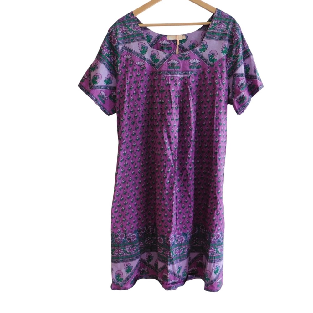 NEW La Cera Womens Dress Short Sleeve MuuMuu Floral Patio Midi Purple Size 1X